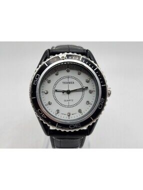 Bijoux Terner Watch Mens New Battery White Dial Rotating Bezel 40mm